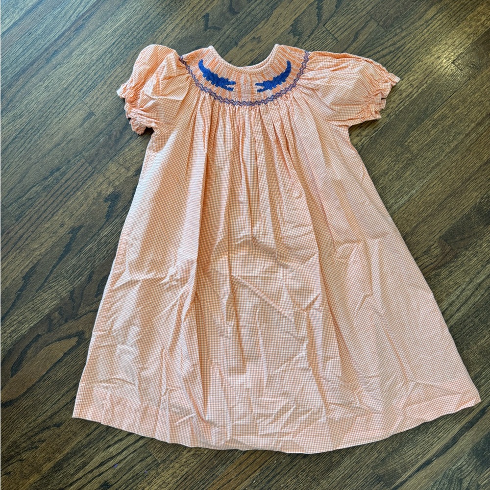Orange Smocked Kids Dress